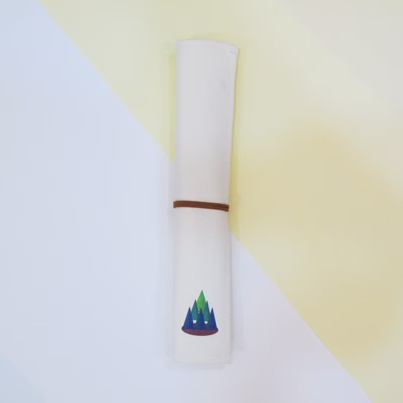 環保餐具 帆布收納套袋組 含筷子湯匙 森林樹木插畫