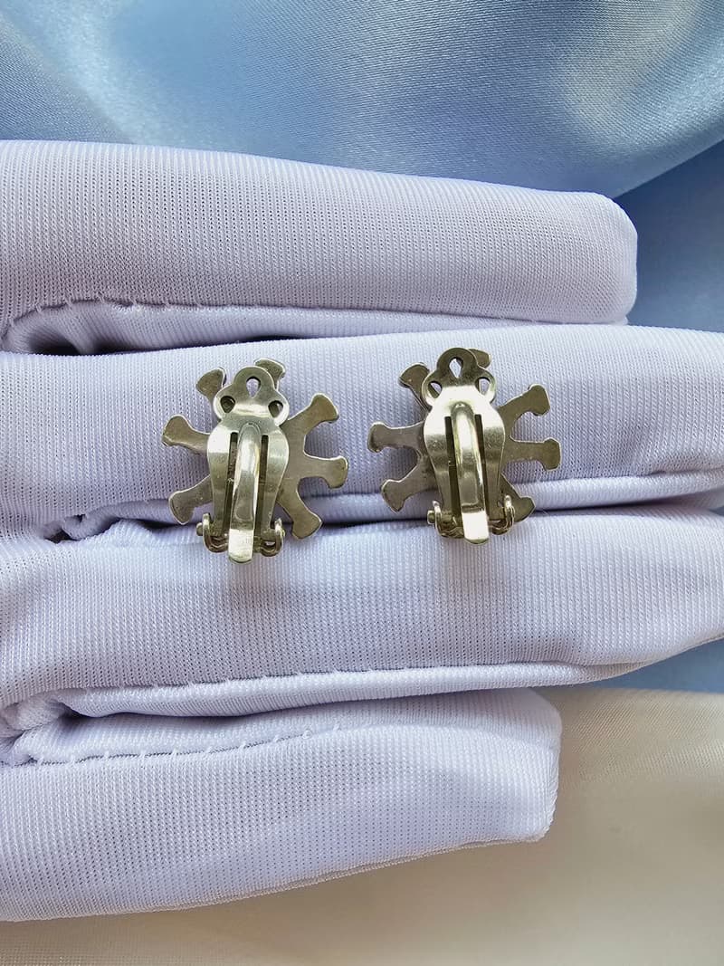 美國西洋古董飾品 / 花型綠松石夾式耳環/復古首飾
