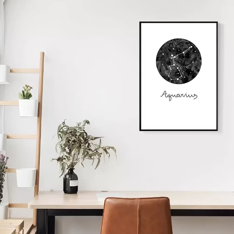 水瓶座 Aquarius-咖啡廳掛畫/十二星座/床頭畫/星際/餐廳/工作室