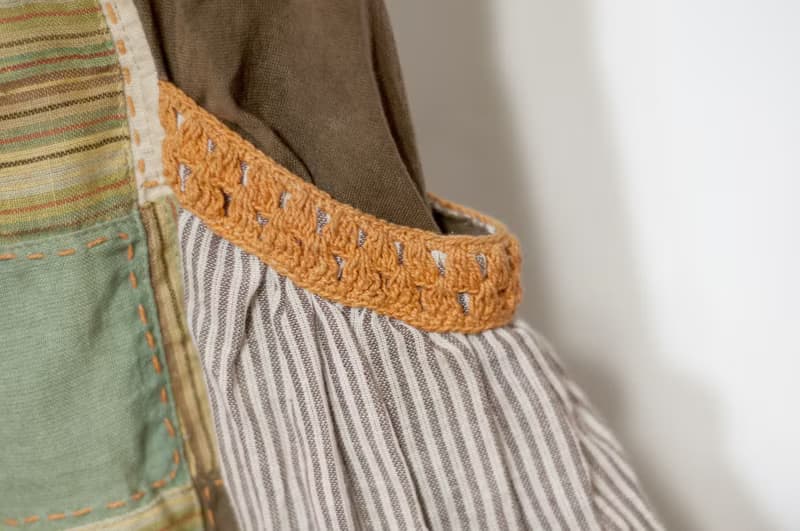 棉麻刺繡裙/民族風裙/色塊棉麻裙skirt/手工拼布裙-彩色格紋森林