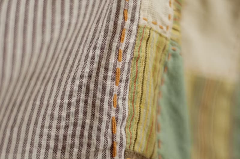 棉麻刺繡裙/民族風裙/色塊棉麻裙skirt/手工拼布裙-彩色格紋森林