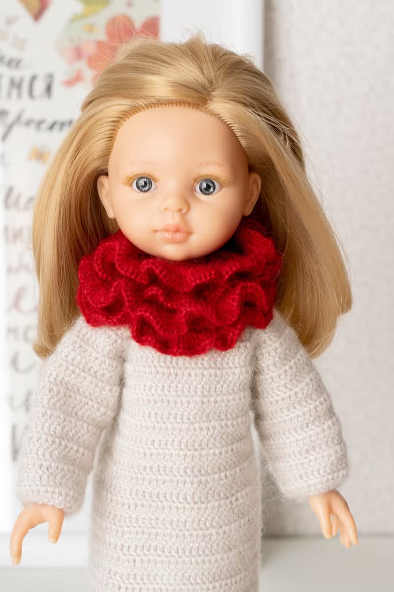 Openwork scarf for dolls, doll clothes, 娃娃衣服 针织围巾 给我女儿的礼物 人形 娃娃配件 娃娃 冬季服装