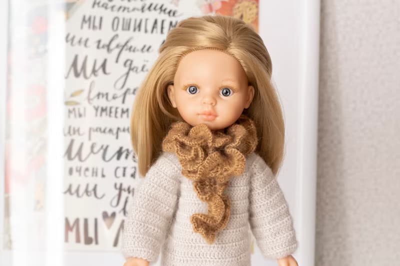 Openwork scarf for dolls, doll clothes, 娃娃衣服 针织围巾 给我女儿的礼物 人形 娃娃配件 娃娃 冬季服装