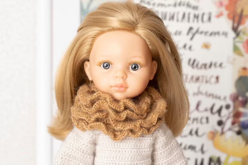 Openwork scarf for dolls, doll clothes, 娃娃衣服 针织围巾 给我女儿的礼物 人形 娃娃配件 娃娃 冬季服装