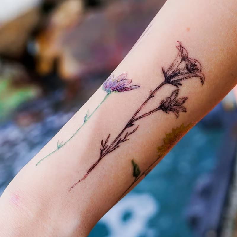 迷你簡約小花刺青紋身貼紙花草植物乾花束水彩唯美可愛文青薰衣草