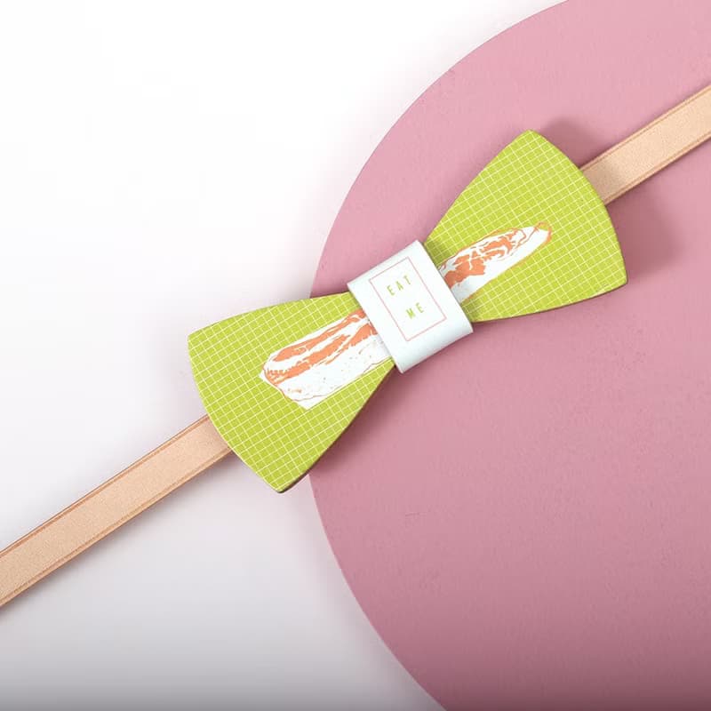NoMatch不合設計牛皮手工五花肉培根有趣格紋復古領結bowtie