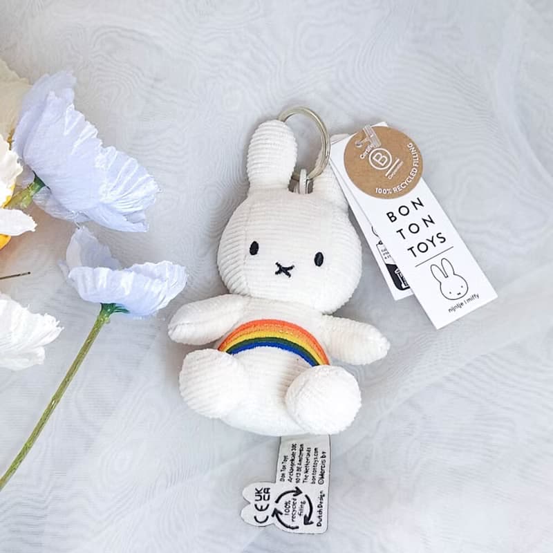 BON TON TOYS Miffy米菲兔彩虹鑰匙圈-象牙白 10cm