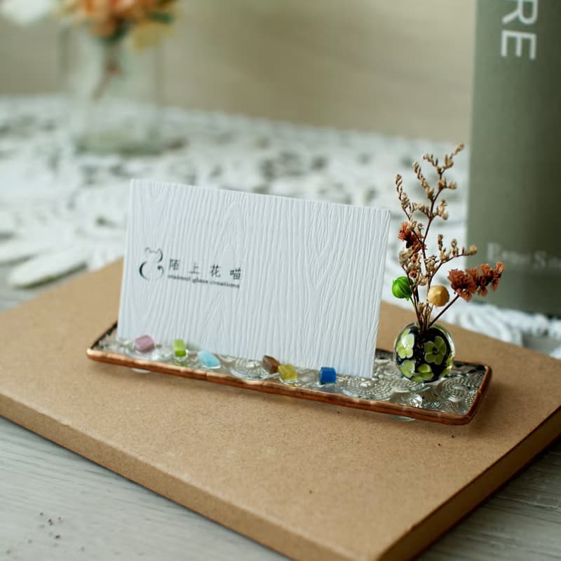 玻璃名片座/直式/橫式- 綠色琉璃球