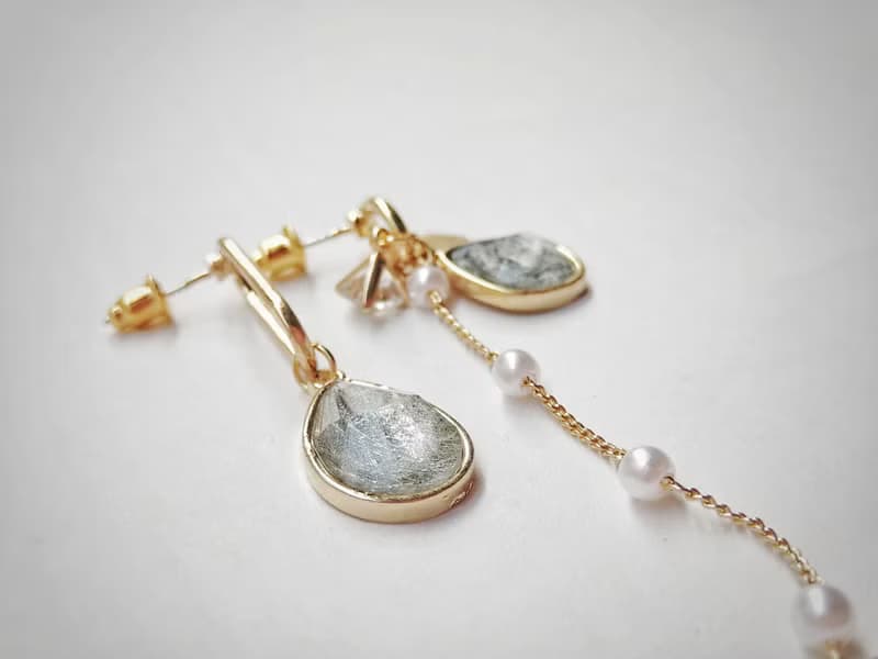 精靈之淚 耳環 耳飾 飾品 銀 S925 金 日系 氣質 水滴 銀絲 水晶