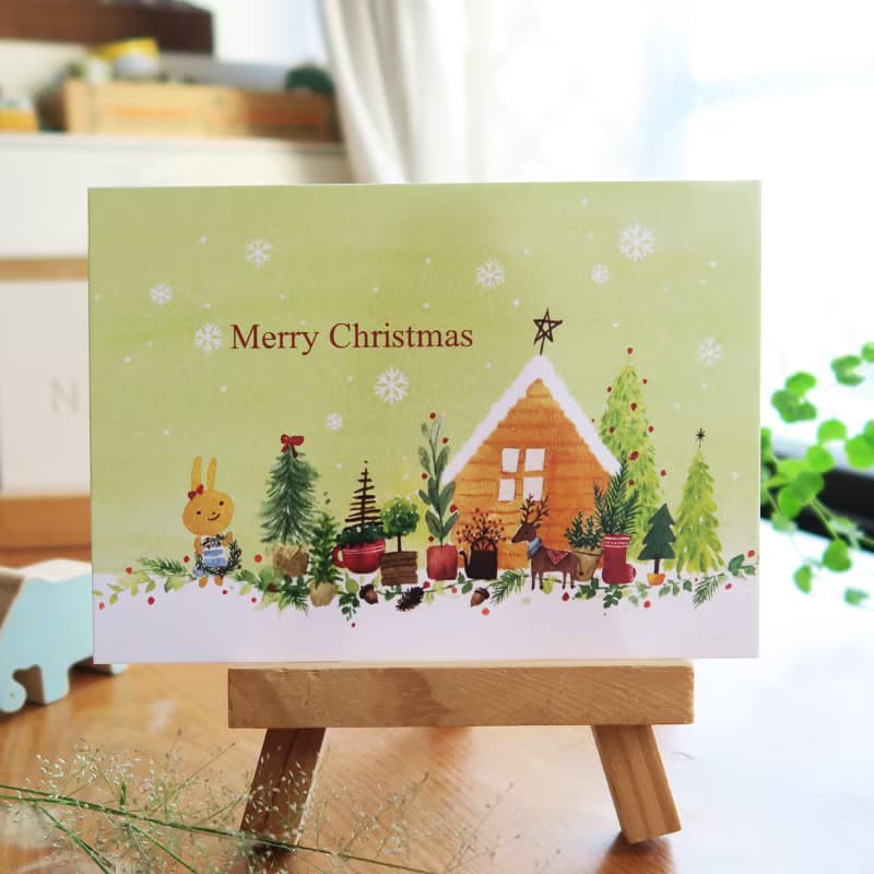 聖誕小盆栽merry christmas　明信片