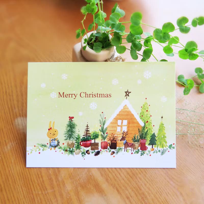聖誕小盆栽merry christmas　明信片