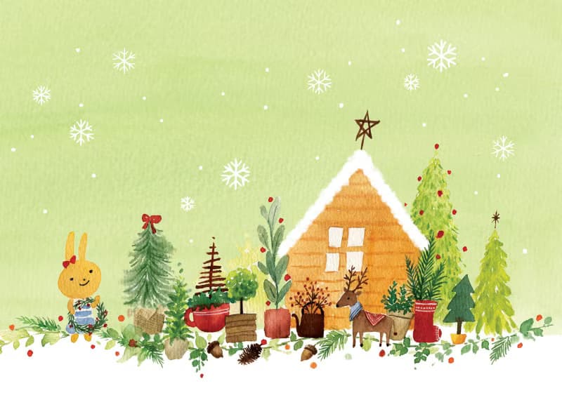 聖誕小盆栽merry christmas　明信片