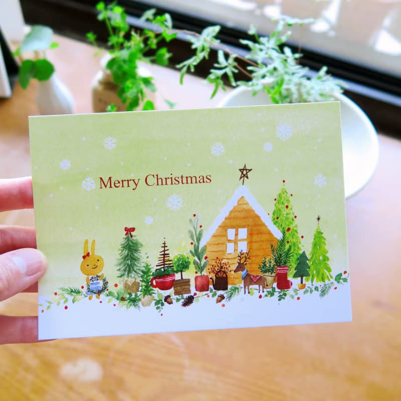 聖誕小盆栽merry christmas　明信片