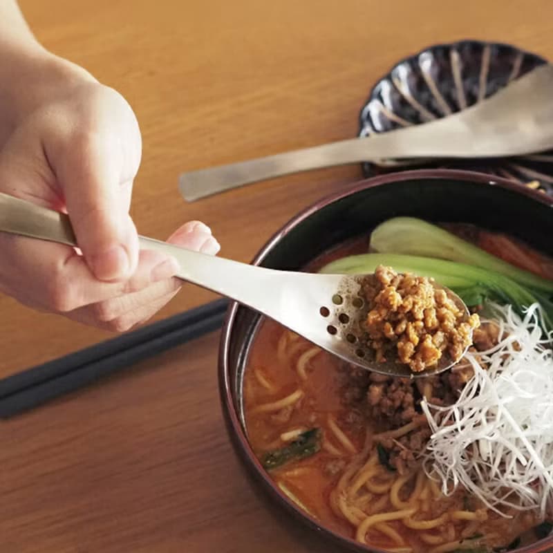 日本霜山 304不鏽鋼漏勺餐勺兩件組