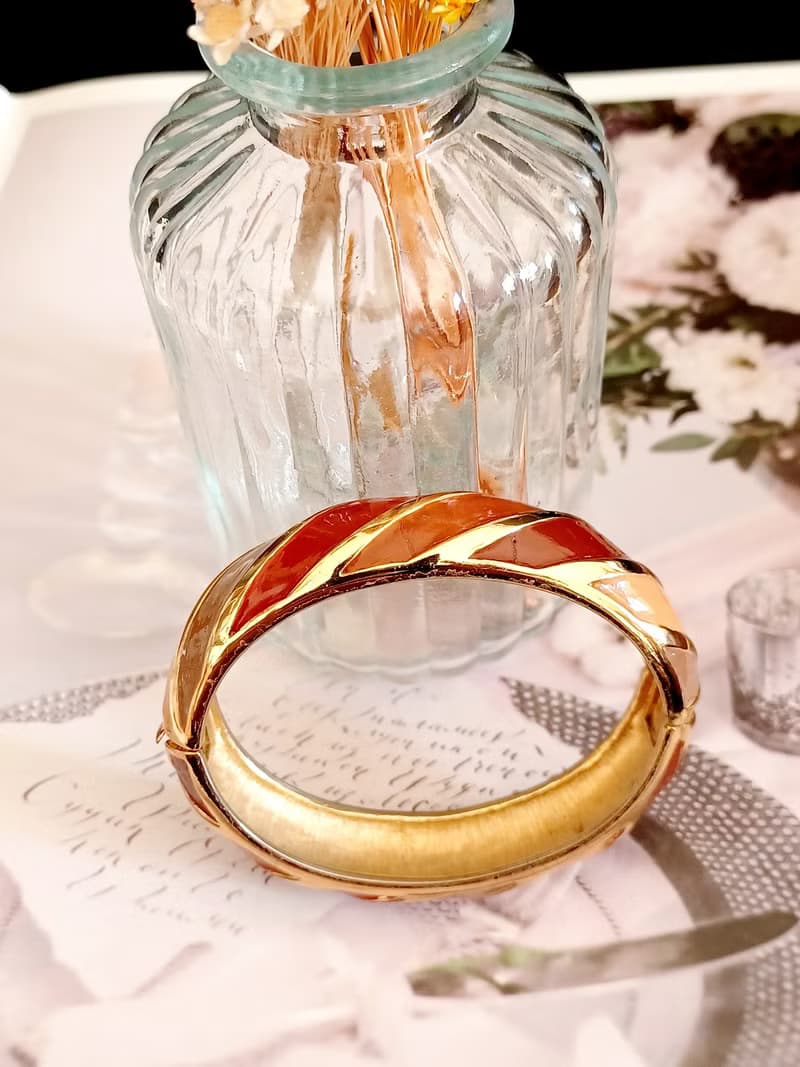 vintage jewelry Trifari 多彩琺瑯現代風格 手環