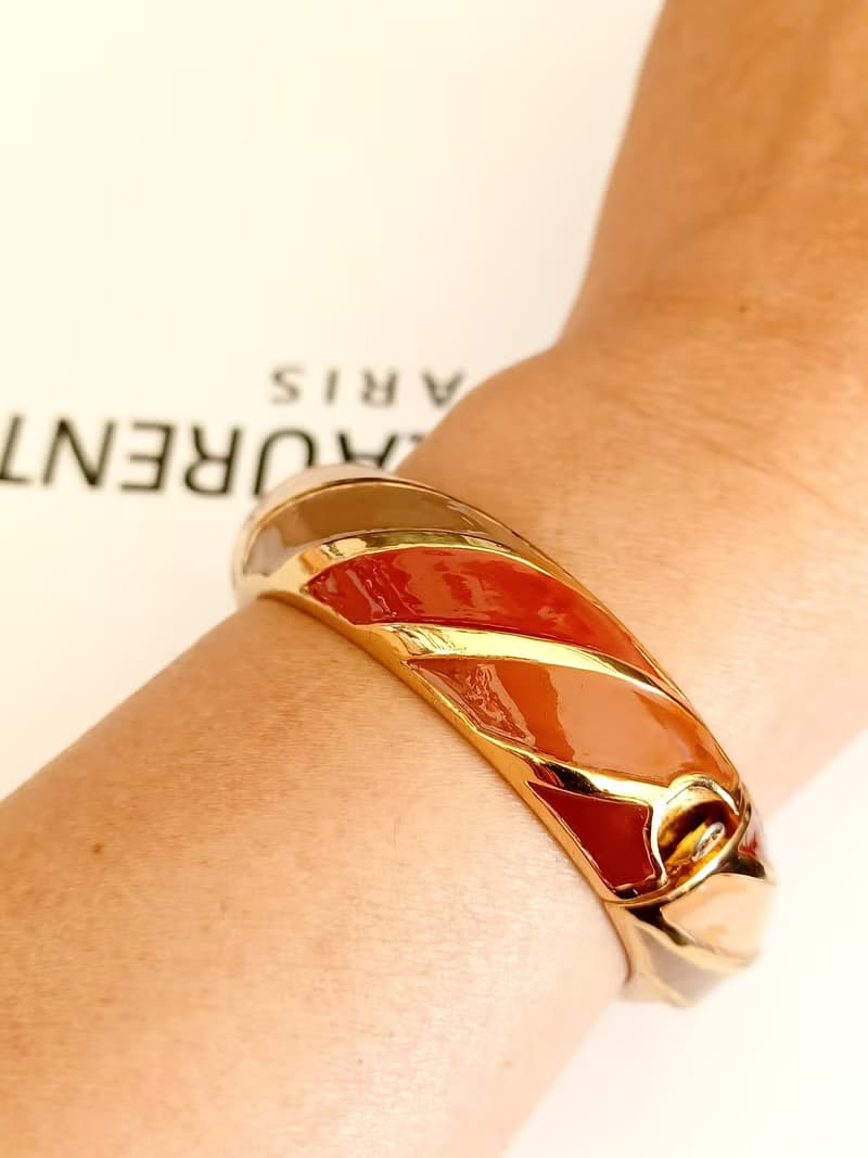 vintage jewelry Trifari 多彩琺瑯現代風格 手環