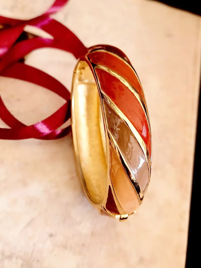 vintage jewelry Trifari 多彩琺瑯現代風格 手環