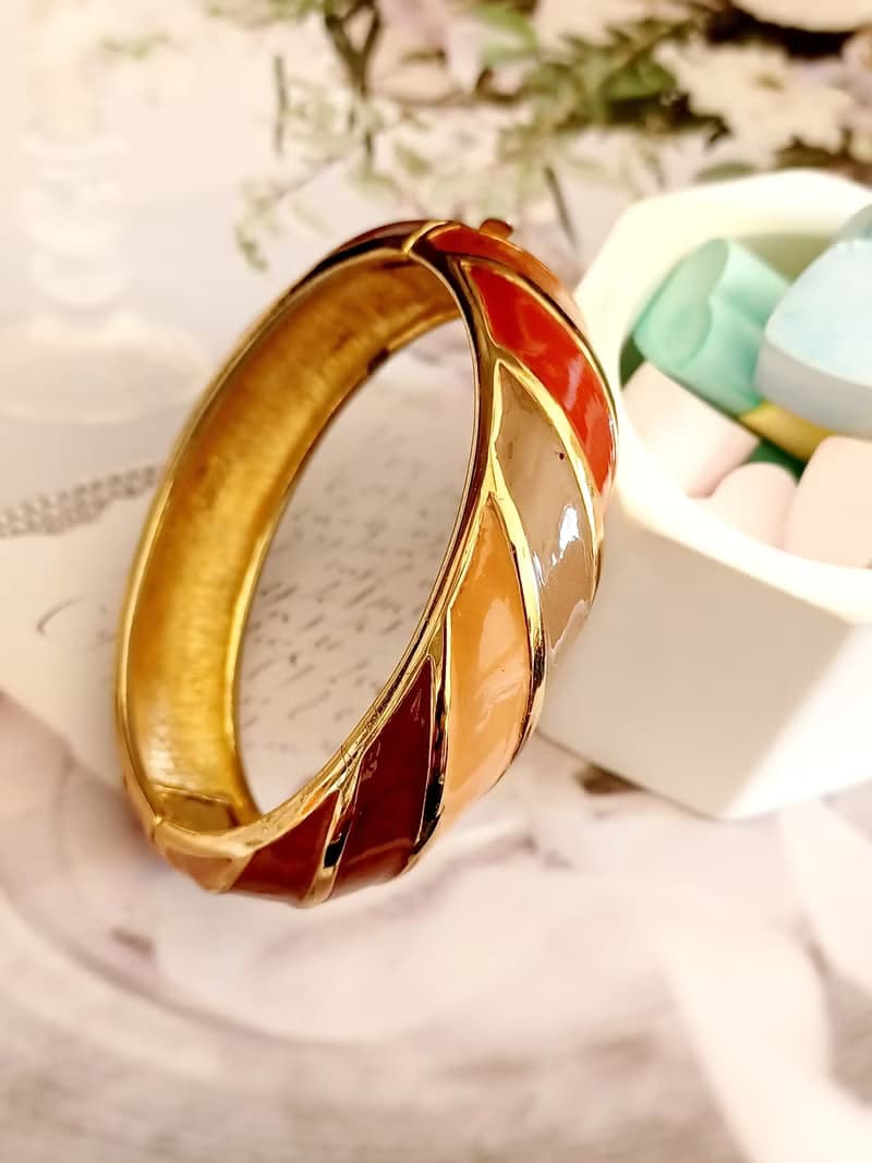 vintage jewelry Trifari 多彩琺瑯現代風格 手環