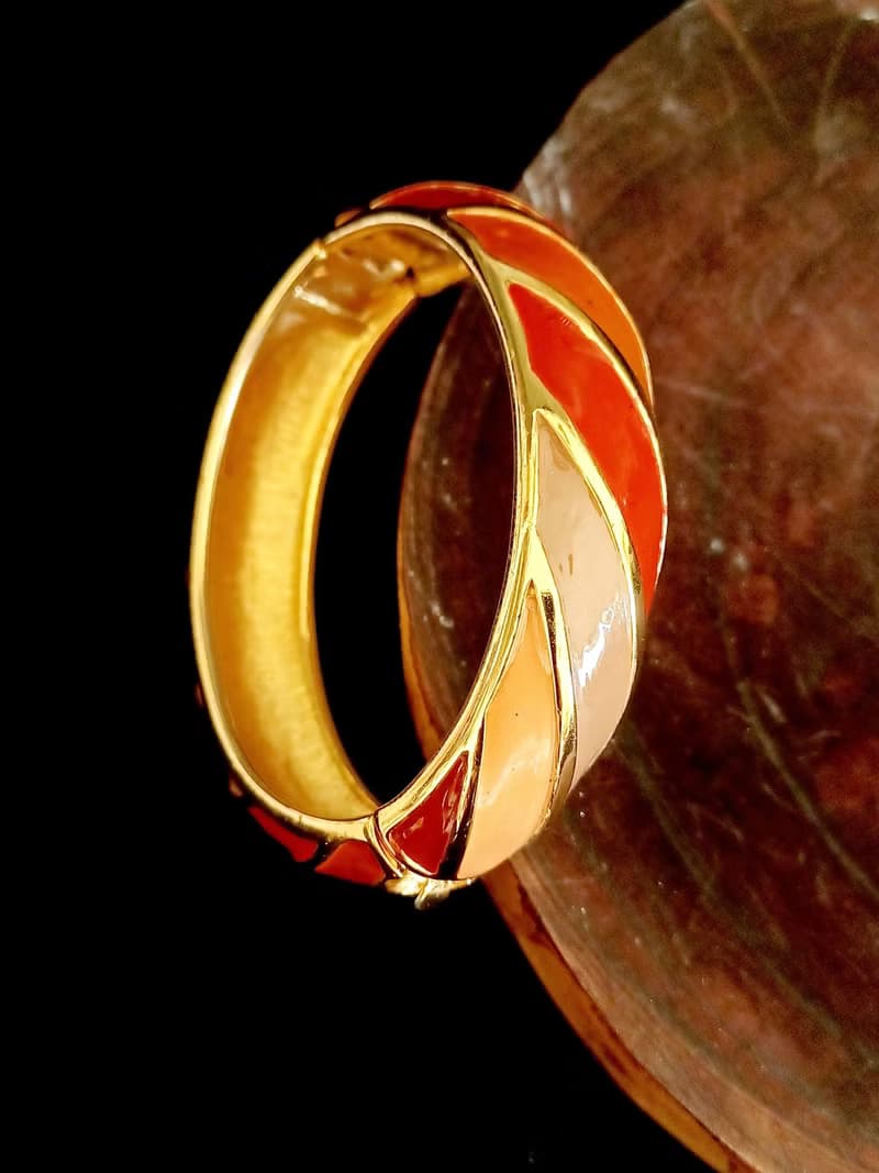 vintage jewelry Trifari 多彩琺瑯現代風格 手環