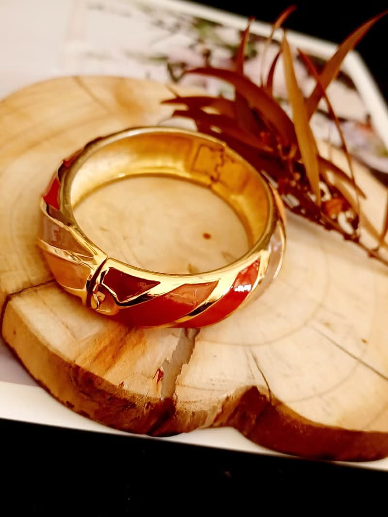 vintage jewelry Trifari 多彩琺瑯現代風格 手環