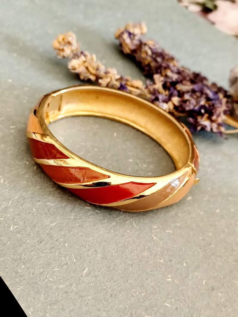 vintage jewelry Trifari 多彩琺瑯現代風格 手環