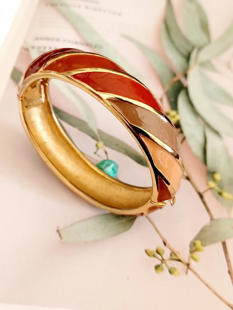 vintage jewelry Trifari 多彩琺瑯現代風格 手環