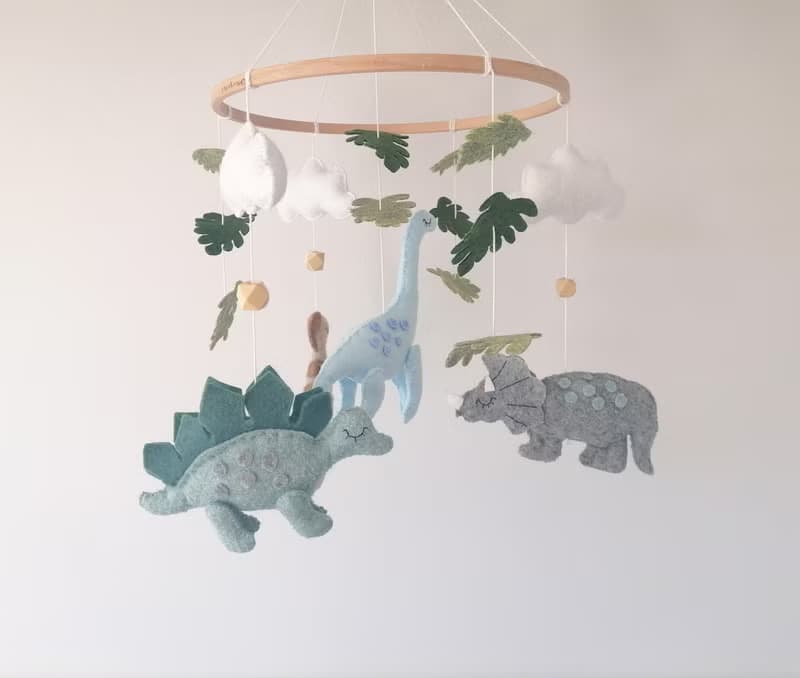 Dinosaur Baby Mobile Felt,Baby Shower Gift,Dino Crib Cot Nursery Mobile Decor