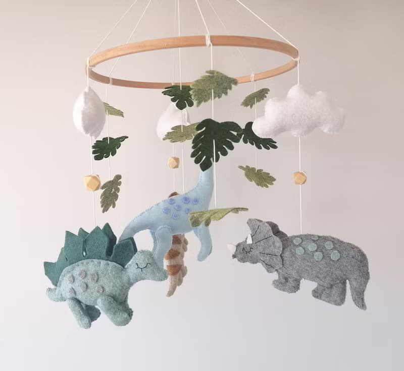 Dinosaur Baby Mobile Felt,Baby Shower Gift,Dino Crib Cot Nursery Mobile Decor