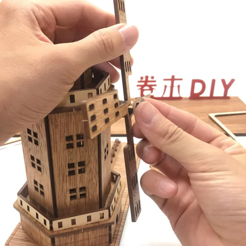 【手作DIY】風車造型 名片架 辦公室用品 實用 木質 質感