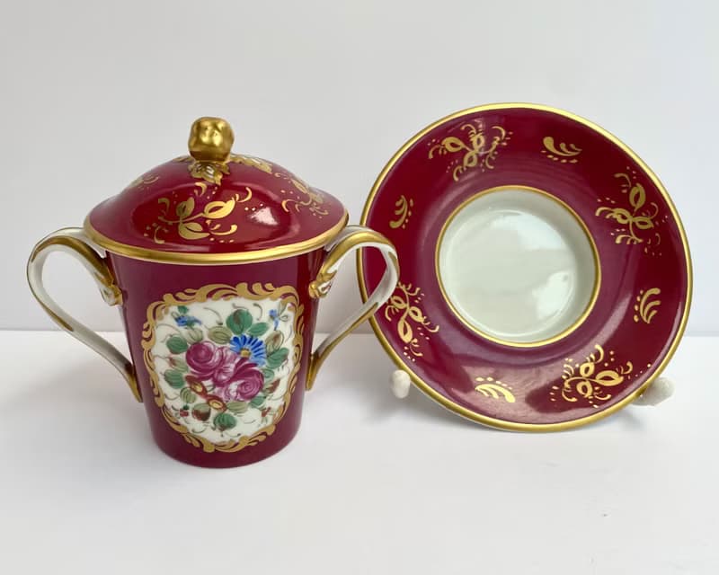 有蓋碗糖碗附碟陶瓷糖果盒手繪來自法國