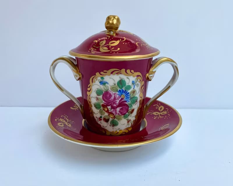 有蓋碗糖碗附碟陶瓷糖果盒手繪來自法國