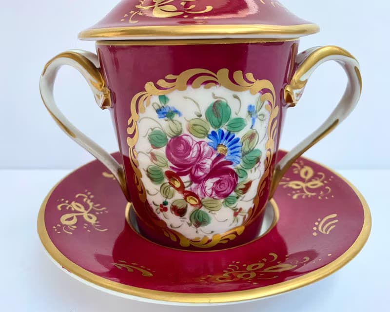 有蓋碗糖碗附碟陶瓷糖果盒手繪來自法國