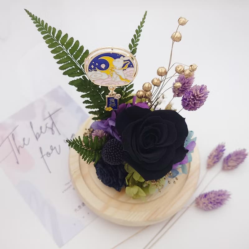 日系永生花LED玻璃罩夜燈/永生花/玫瑰花/擺飾/花禮/禮物/開幕