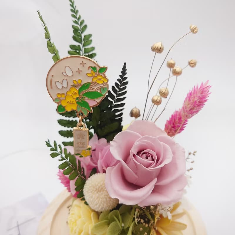 日系永生花LED玻璃罩夜燈/永生花/玫瑰花/擺飾/花禮/禮物/開幕