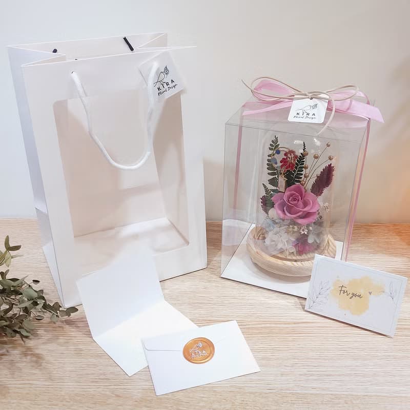 日系永生花LED玻璃罩夜燈/永生花/玫瑰花/擺飾/花禮/禮物/開幕