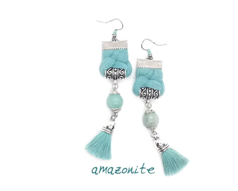 Indie Style Tiger Eye Beaded Bohemian Yellow Tassel Earrings Jewelry Gift IdeaIn