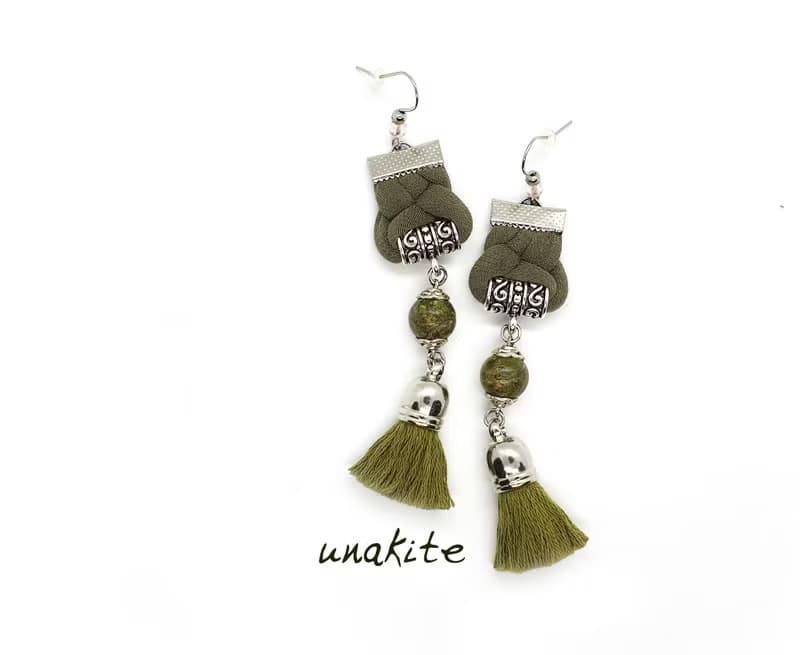Indie Style Tiger Eye Beaded Bohemian Yellow Tassel Earrings Jewelry Gift IdeaIn