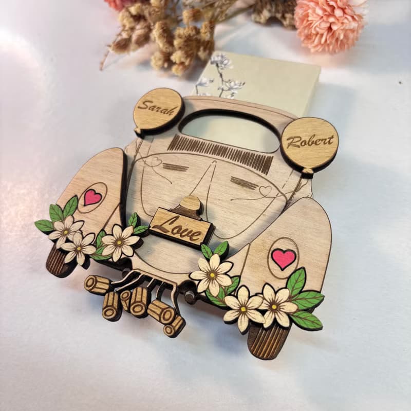Wooden Wedding Money Holder – Beetle Wedding Decor, Personalized Money Gift Box