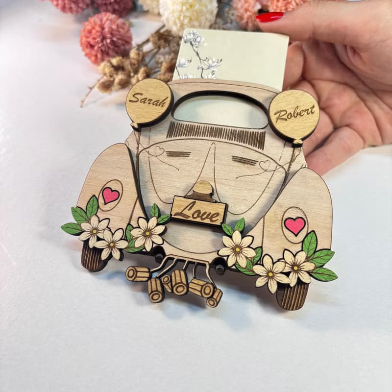 Wooden Wedding Money Holder – Beetle Wedding Decor, Personalized Money Gift Box