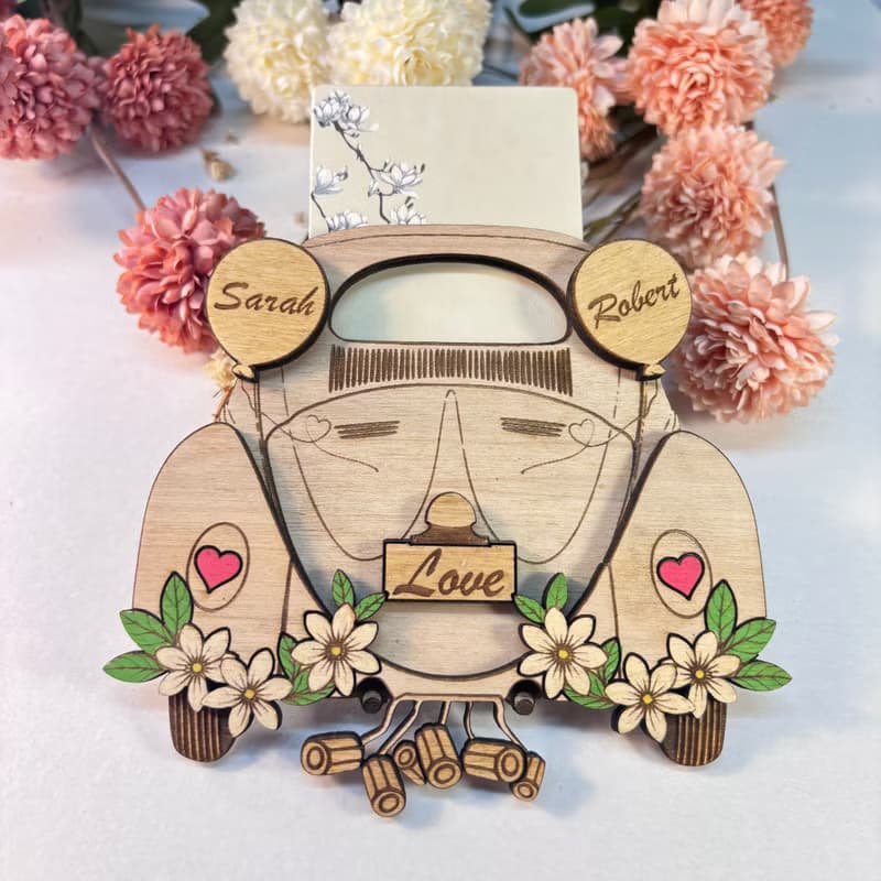 Wooden Wedding Money Holder – Beetle Wedding Decor, Personalized Money Gift Box