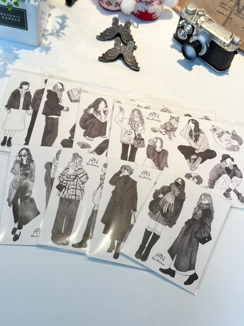 Senfactory Monotone Female Person Sticker All-in-One Set