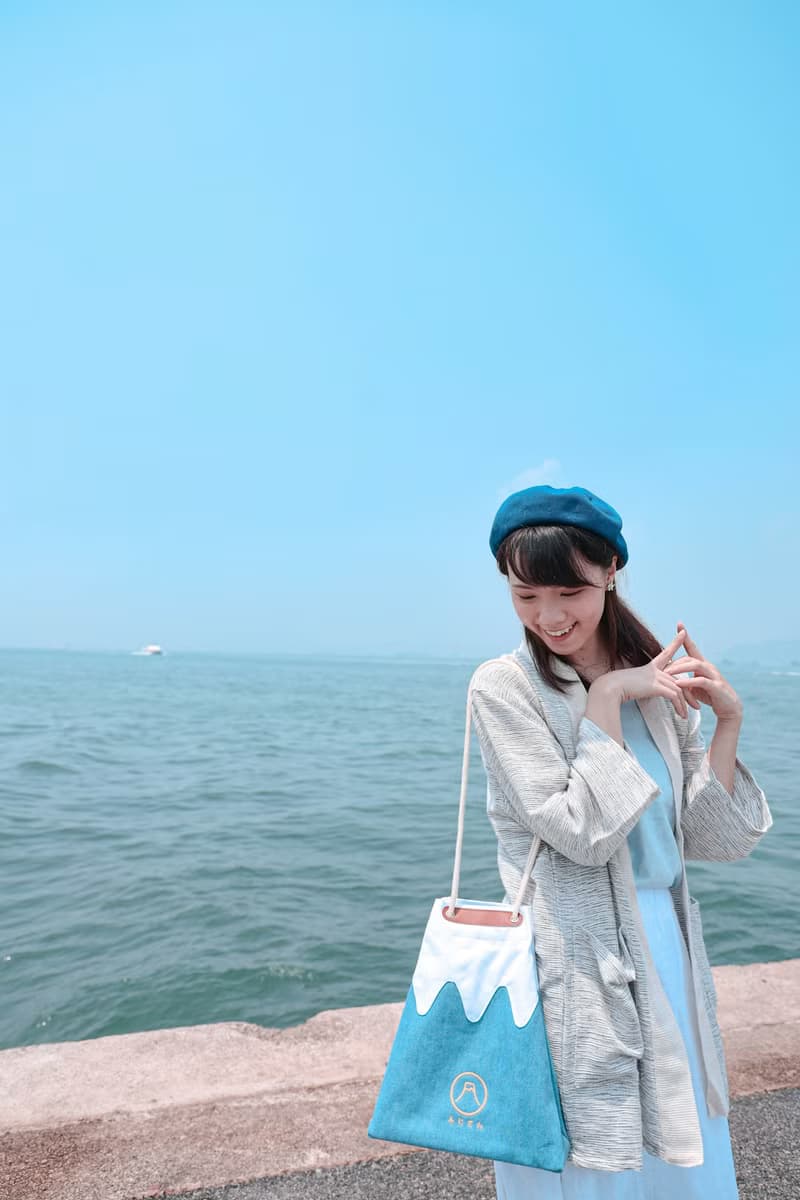 自家製富士山甚吉袋 - 淺藍色 M Size  【 情人節 生日 】