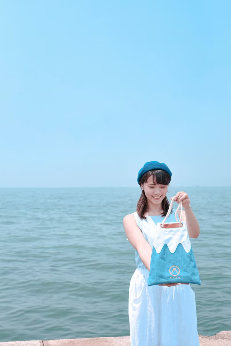 自家製富士山甚吉袋 - 淺藍色 M Size  【 情人節 生日 】