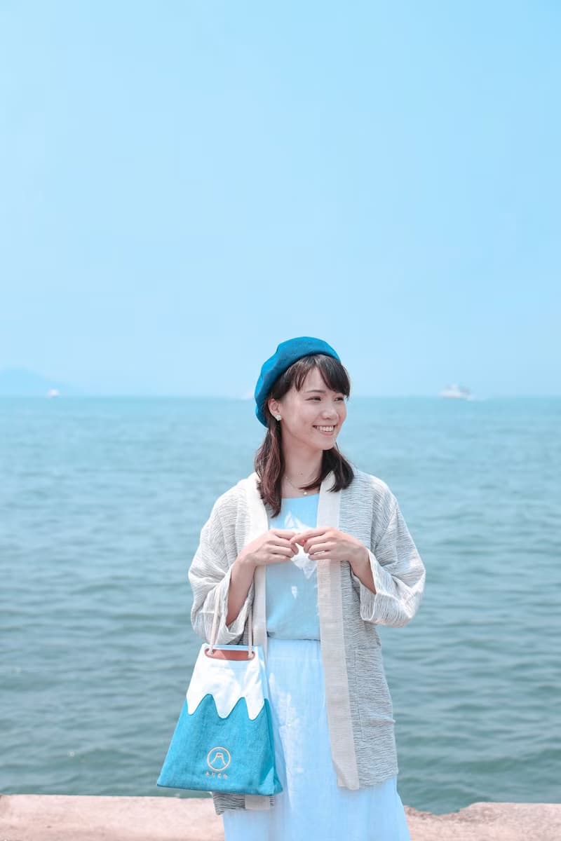自家製富士山甚吉袋 - 淺藍色 M Size  【 情人節 生日 】
