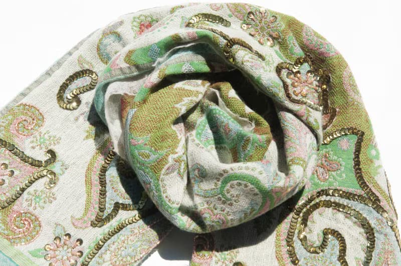 喀什米爾Cashmere/水煮羊毛披肩/針織圍巾/刺繡圍巾/羊絨披巾-花