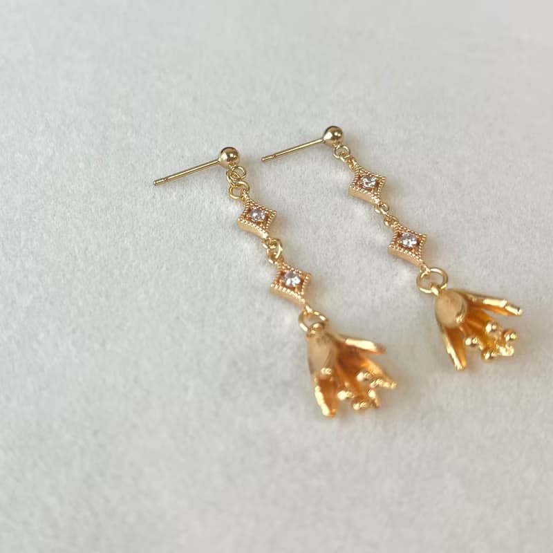 14K包金 金色星芒鈴蘭耳環 耳夾 14KGF