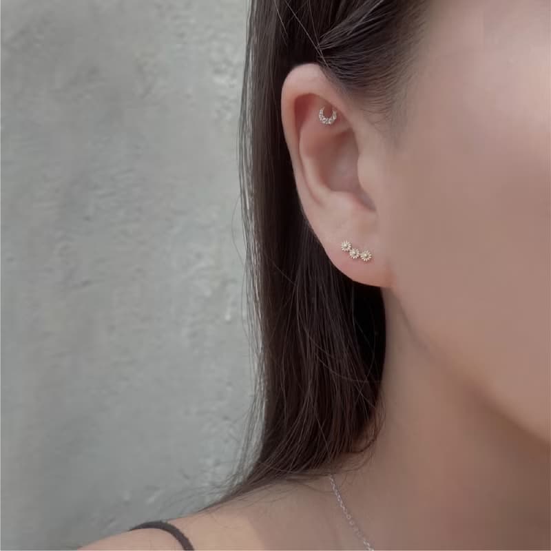 經典款 【 三朵小雛菊 】s925純銀 轉珠耳環 || 獨家開版