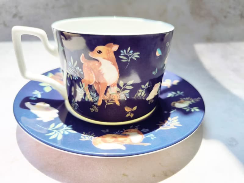 合作插畫藝術家-英格藍貓 森林動物午茶骨瓷咖啡杯碟組