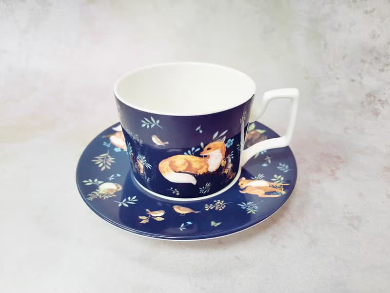 合作插畫藝術家-英格藍貓 森林動物午茶骨瓷咖啡杯碟組