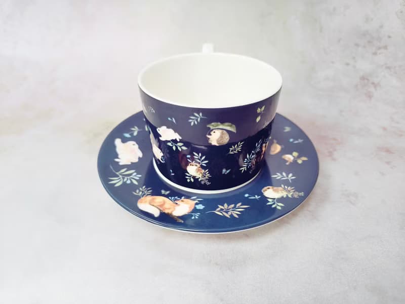 合作插畫藝術家-英格藍貓 森林動物午茶骨瓷咖啡杯碟組